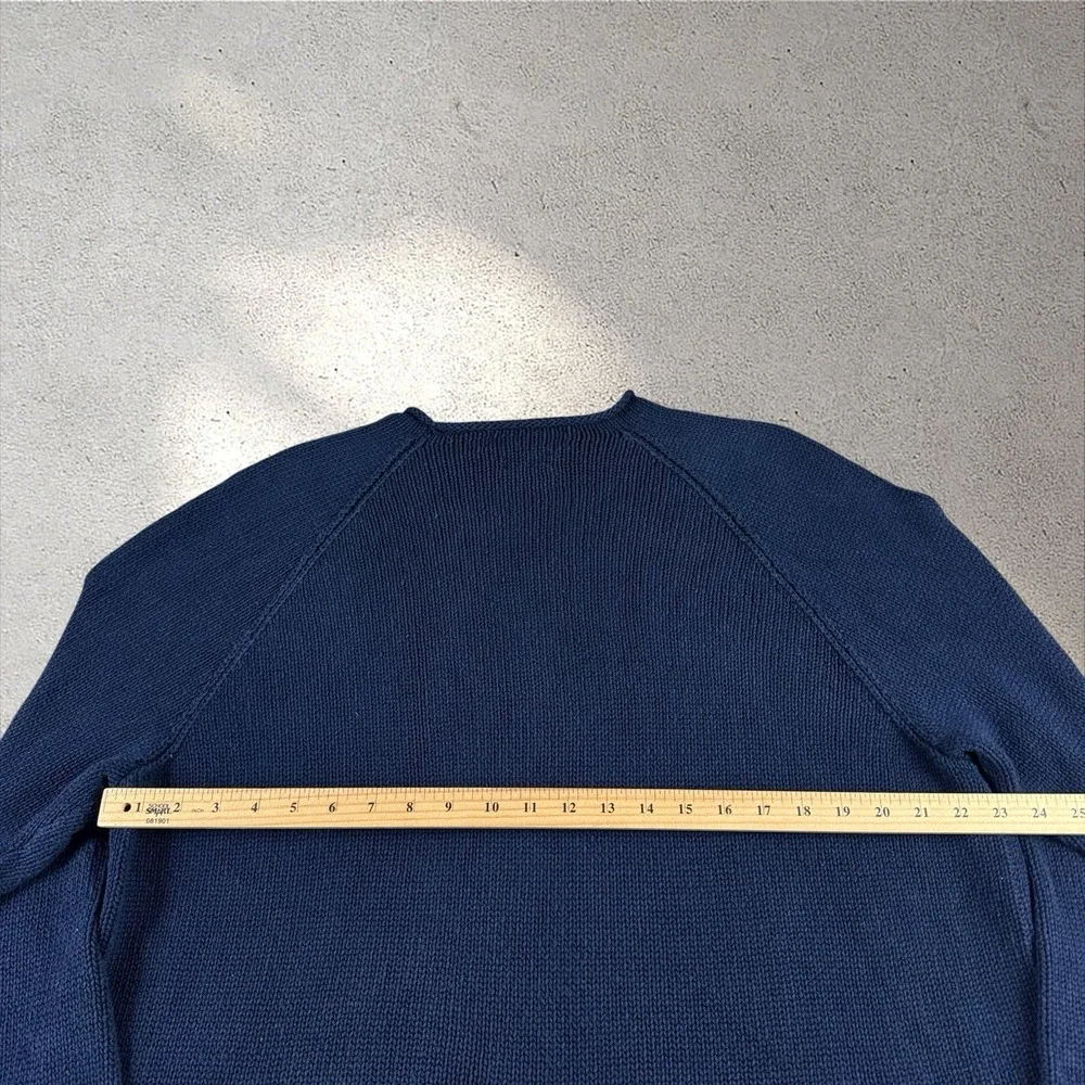 Polo Ralph Lauren Blue Cotton Long Sleeve Roll Neck Knit Fisherman Sweater Sz XL